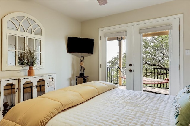 bedroom with french doors and access to exterior