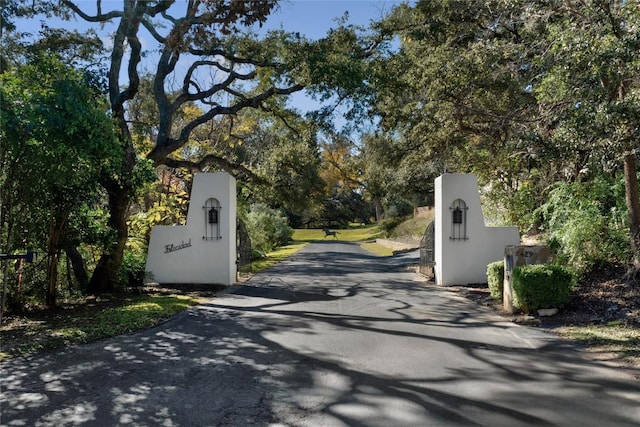 429 Sunfish St, Lakeway, TX 78734 - view of asphalt driveway featuring a gate, view of scattered trees, and a gated entry