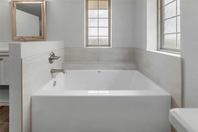 bathroom with a tub and a wealth of natural light