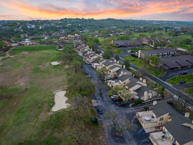 view of aerial view at dusk