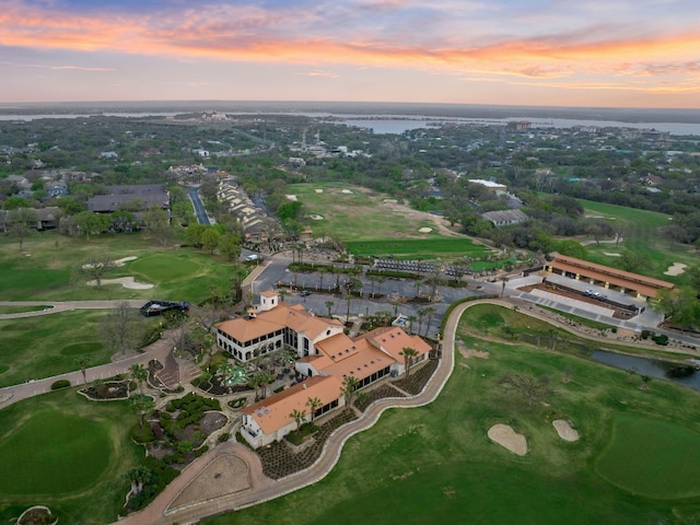 view of aerial view at dusk