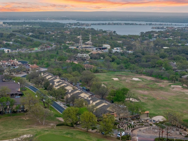 view of aerial view at dusk