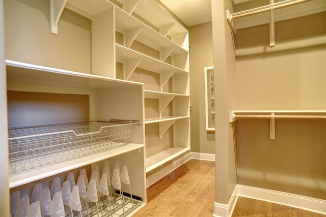 spacious closet with light wood-type flooring