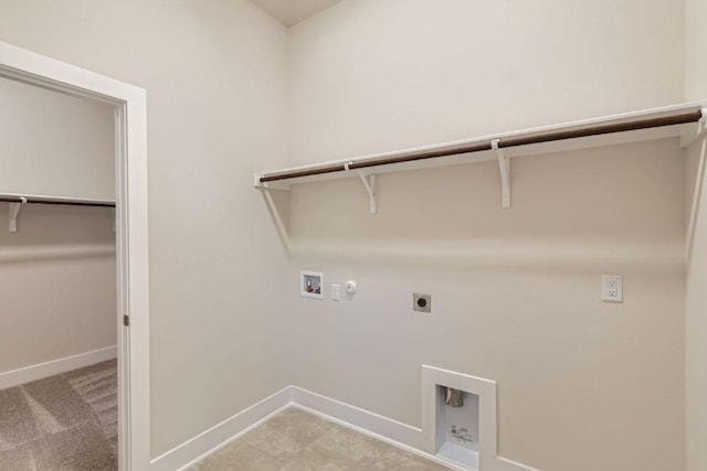316 Chaste Tree Dr, San Marcos, TX 78666 - laundry area featuring hookup for an electric dryer, hookup for a gas dryer, hookup for a washing machine, and baseboards