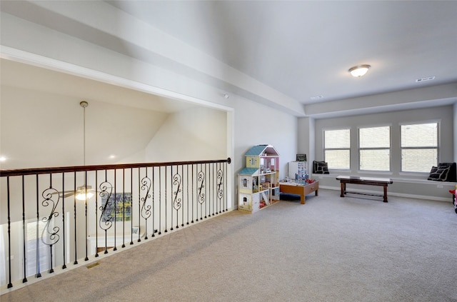 living area with carpet floors