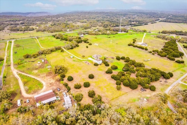 drone / aerial view with a rural view