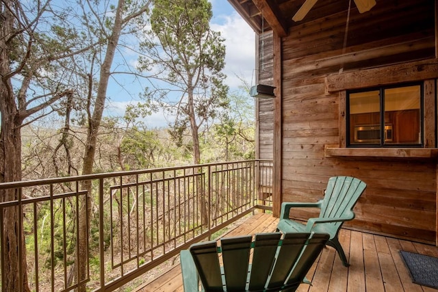 balcony with ceiling fan