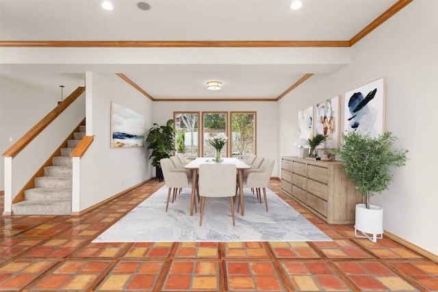 dining room with crown molding