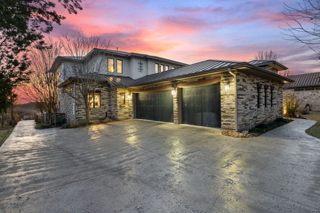 view of front of home with a garage