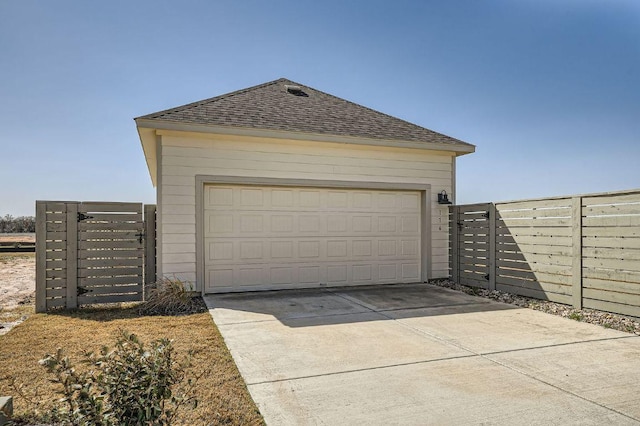 view of detached garage