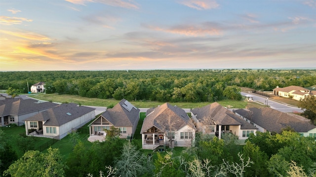 view of aerial view at dusk