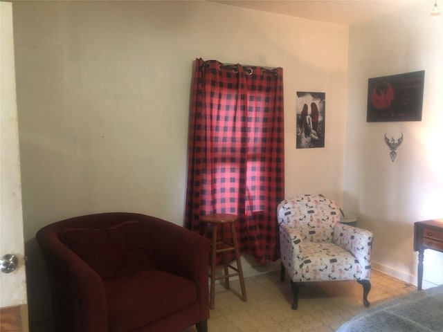 living area with light tile floors