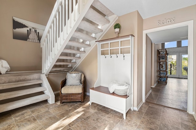 mudroom with french doors