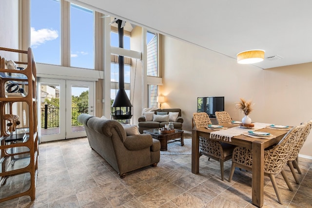 living room featuring french doors