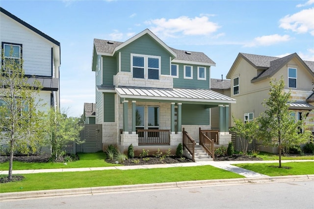 craftsman inspired home with covered porch