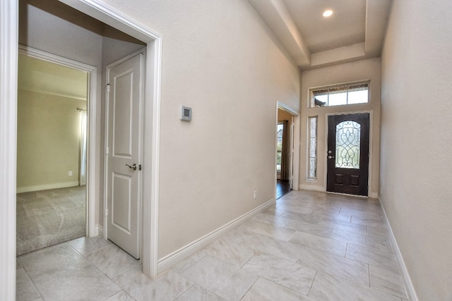 entrance foyer with light tile flooring