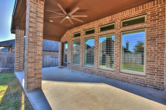 view of patio / terrace with ceiling fan