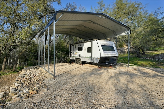 view of parking with a carport