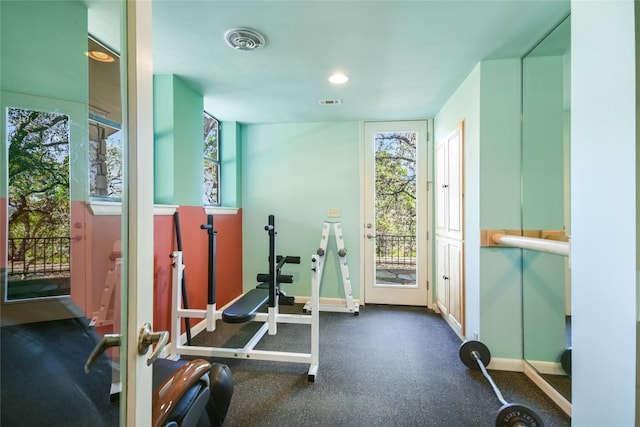 exercise room featuring a wealth of natural light