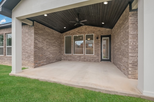 view of patio / terrace featuring ceiling fan