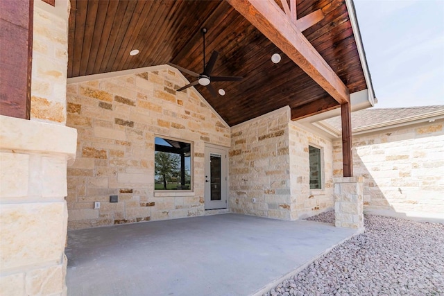 view of patio / terrace featuring ceiling fan