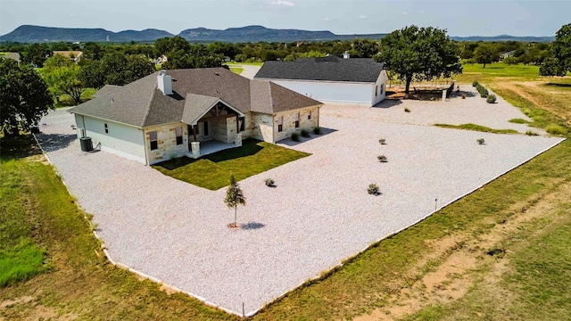 drone / aerial view with a mountain view