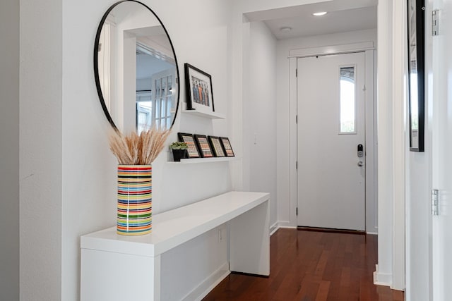 foyer featuring dark hardwood / wood-style floors