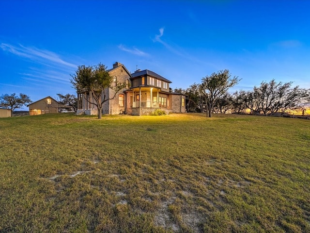 exterior space with a front lawn