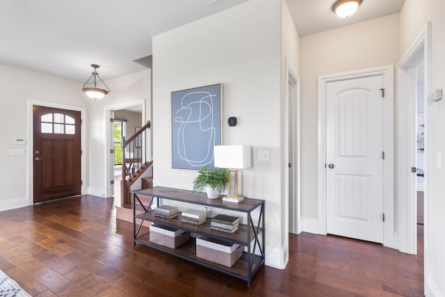 foyer featuring dark hardwood / wood-style flooring