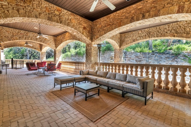 view of patio / terrace with an outdoor hangout area and ceiling fan