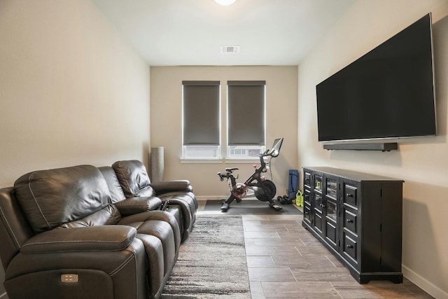 living room with light hardwood / wood-style floors