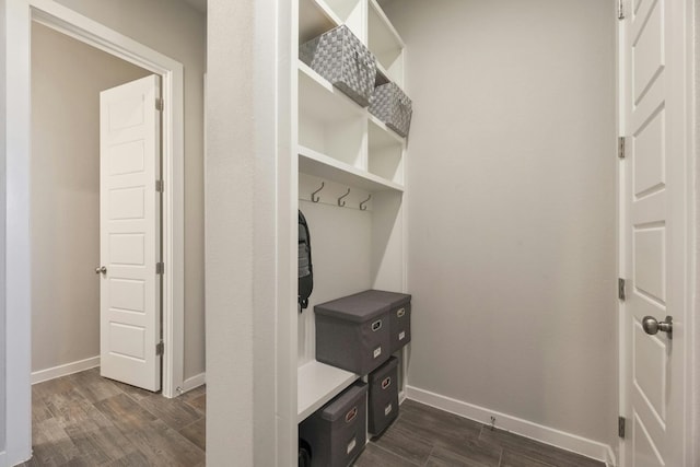 mudroom featuring dark hardwood / wood-style flooring