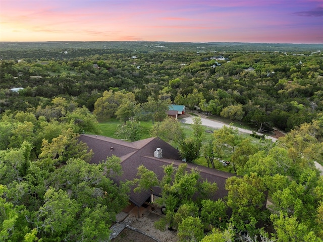 view of aerial view at dusk