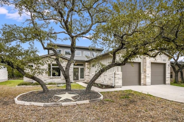 view of front of property with a garage