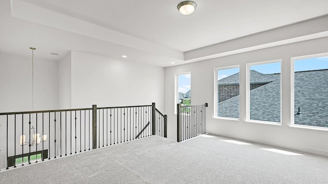 carpeted spare room featuring recessed lighting