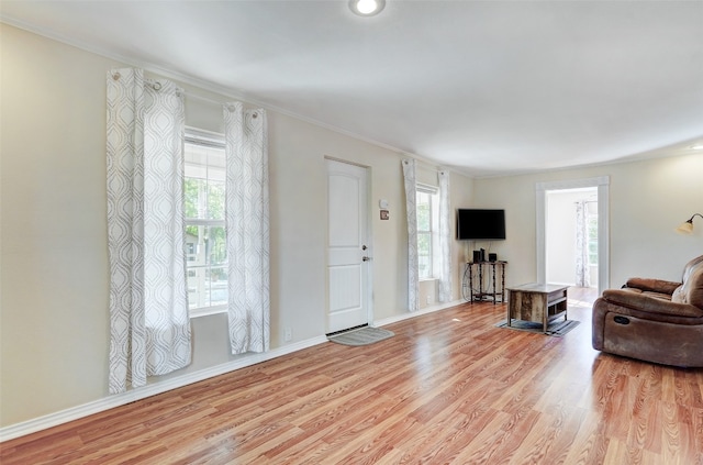 foyer entrance with light hardwood / wood-style floors