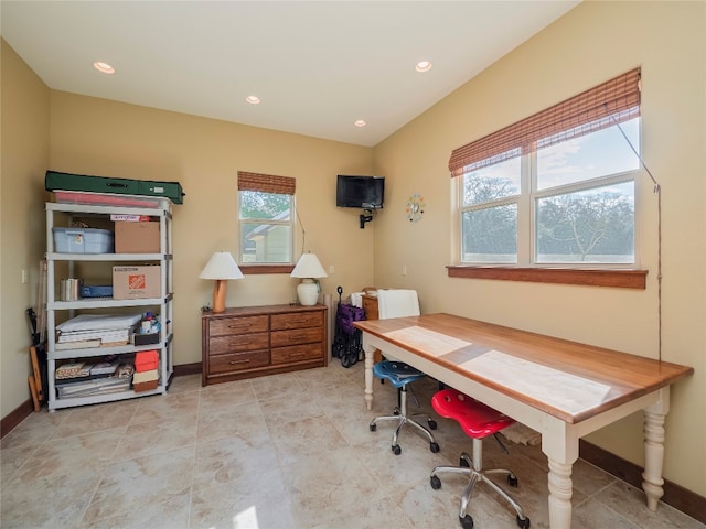 view of tiled home office