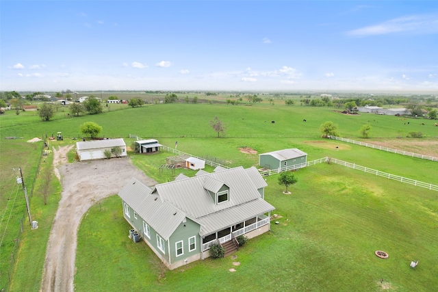 aerial view featuring a rural view