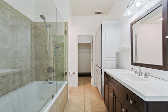 bathroom with vanity and tile patterned floors