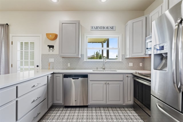 kitchen featuring appliances with stainless steel finishes, sink, and decorative backsplash