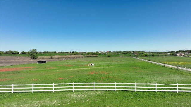 view of yard with a rural view