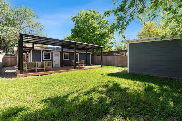 exterior space featuring a pergola and a wooden deck