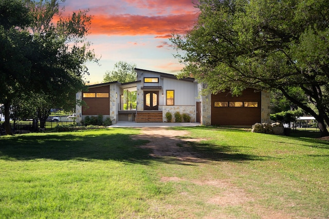 modern home with a yard