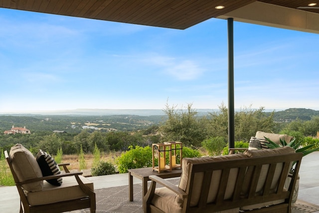 view of terrace with an outdoor hangout area