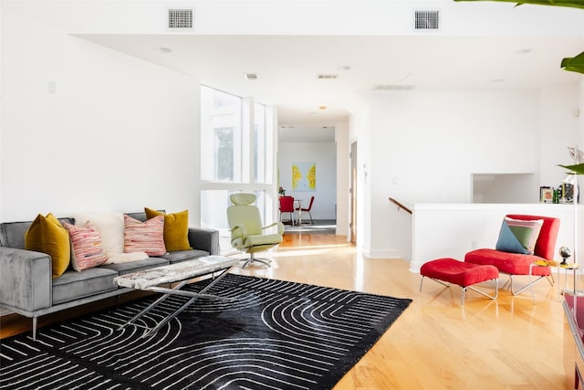 living room with hardwood / wood-style floors