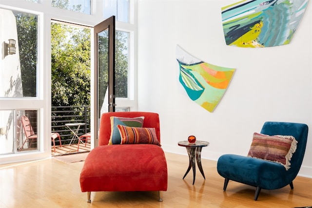 living area featuring hardwood / wood-style floors