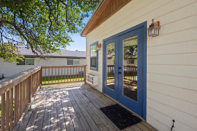 wooden deck with french doors