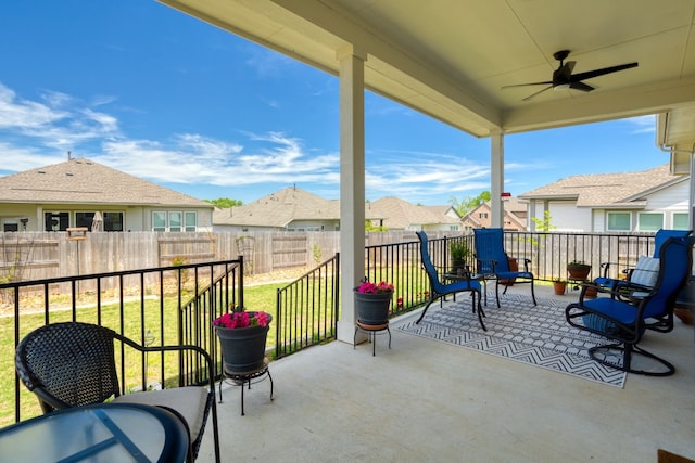 view of patio with ceiling fan