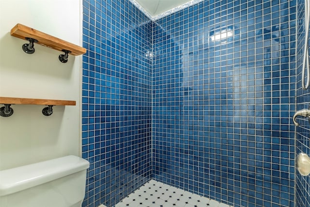 bathroom featuring toilet and tiled shower