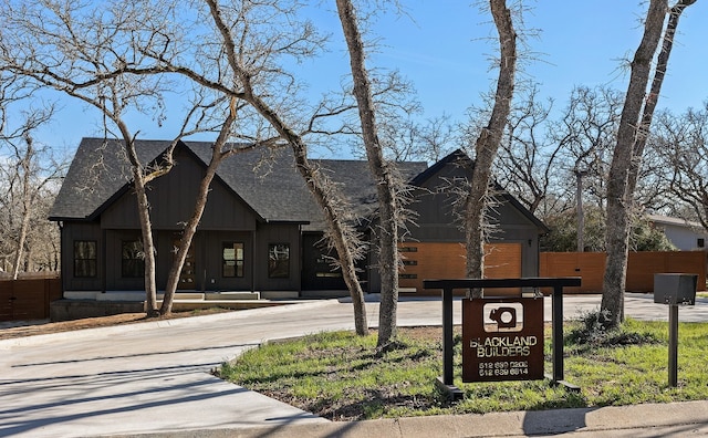 view of modern inspired farmhouse